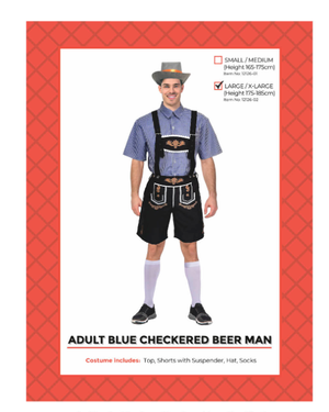 Adult Beer Man Costume (Blue check)