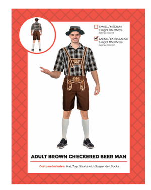 Adult Brown Checkered Beer Man Costume