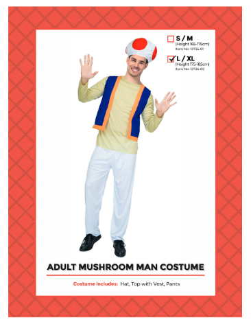 Adult Mushroom man Costume