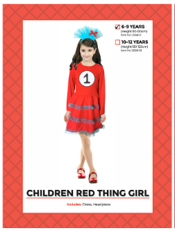 Children Red Thing 1 Girl Costume