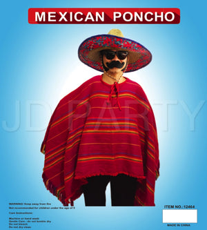 Adult Mexican Pnoncho (red thin rainbow stripe)