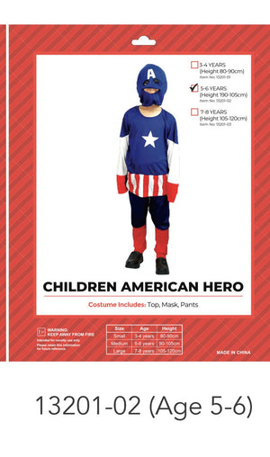 Children American Hero Costume (Medium)(5-6 years)