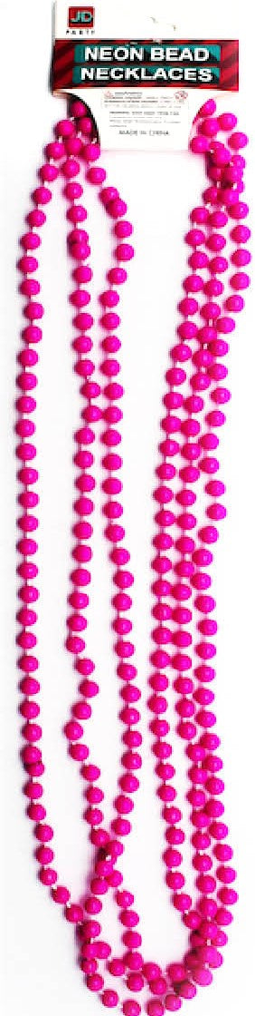 Neon Beaded Necklace (Hot Pink)3pk