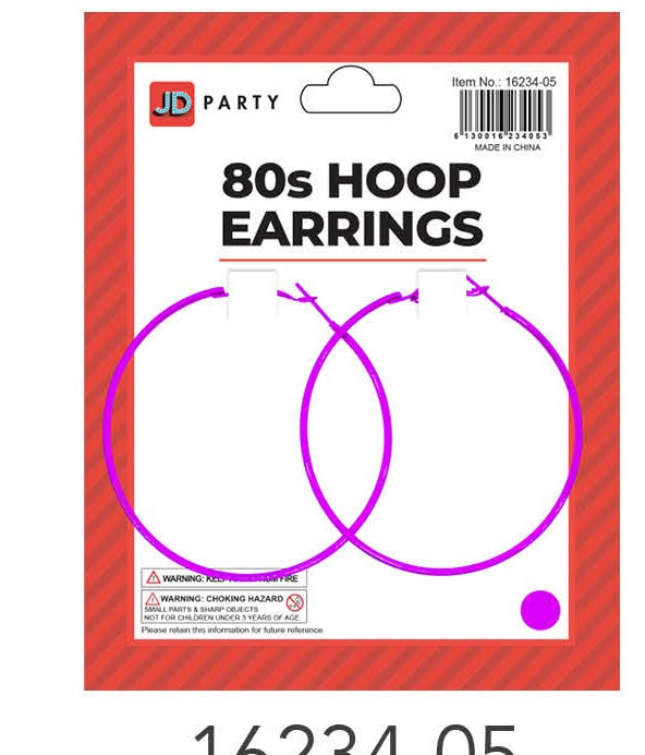 80s Hoop Earrings (Purple)