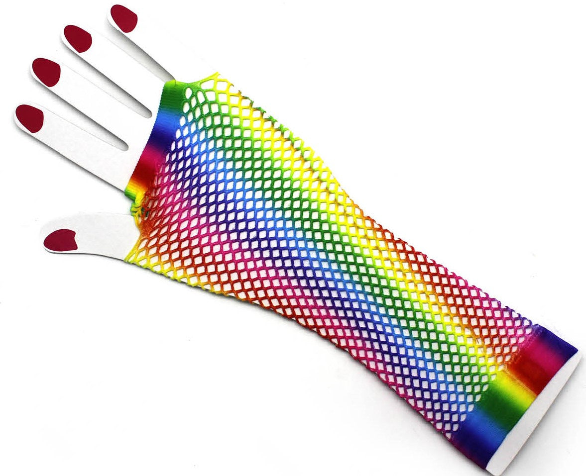 Fishnet Glove (Long ) (Rainbow Vertical)