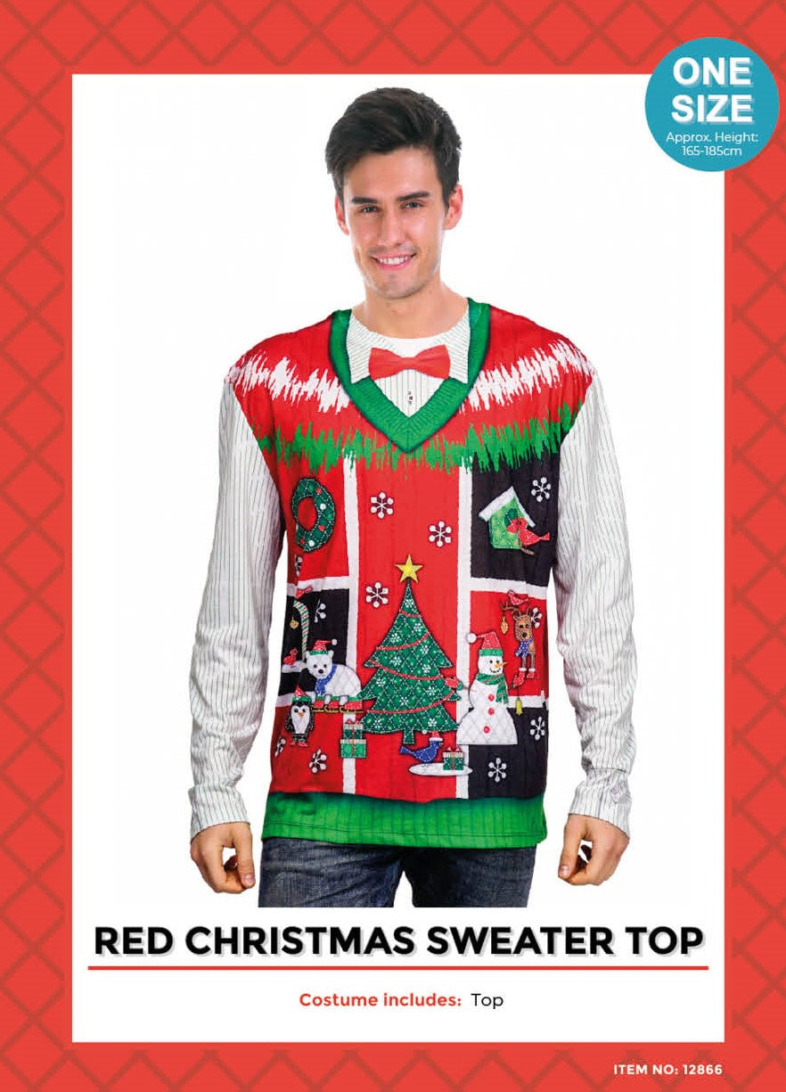 Adult Christmas Sweater Print Top