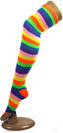 Over The Knee Socks (Rainbow Neon Stripe)