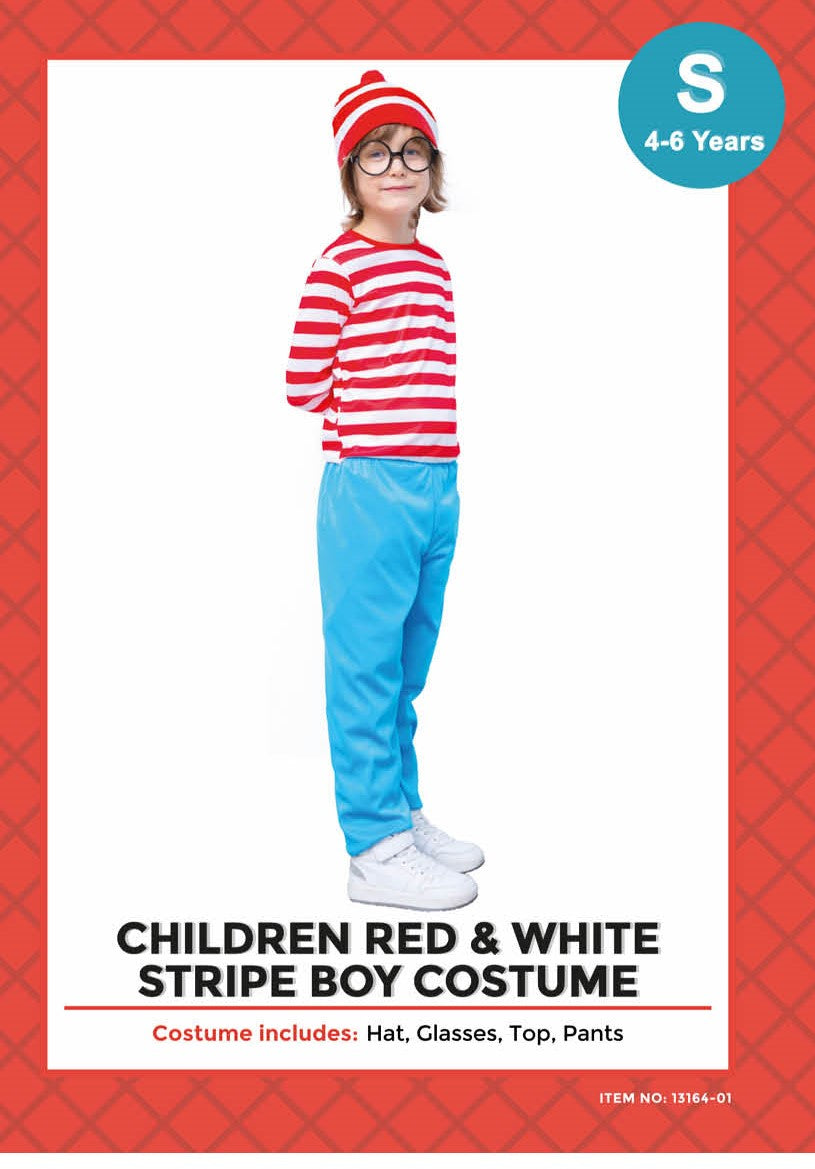 Children Red & White Stripe Boy Costume Set (S)