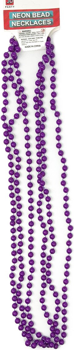 Neon Beaded Necklace (Purple)3pk