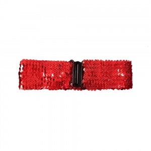 Red sequin belt in polybag w/headercard