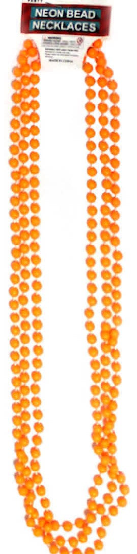 Neon Beaded Necklace (Orange)3pk