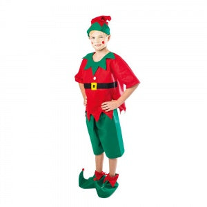 Boys elf costume, hat, shirt, shorts, boot covers