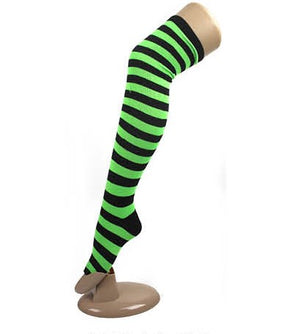 Over The Knee Socks (Green Black Stripe)