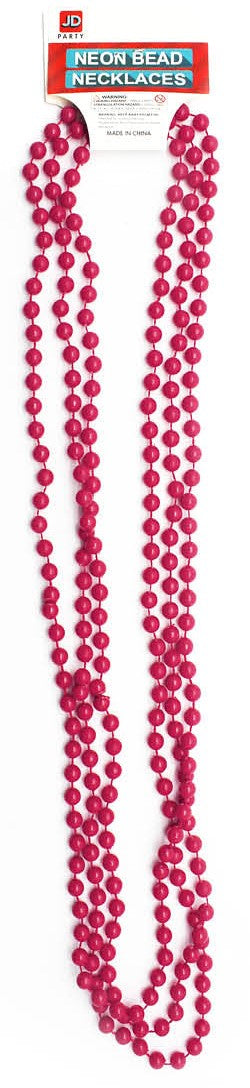 Neon Beaded Necklace (Red)3pk
