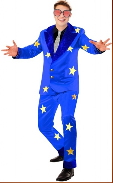 Costume Adult Male Elton Rocket Man Jacket Pants Glasses