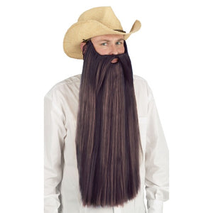 Extra Long Beard w/Mustache - Brown