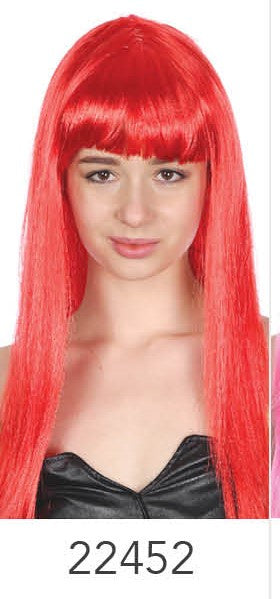Long Straight Wig with Fringe Red