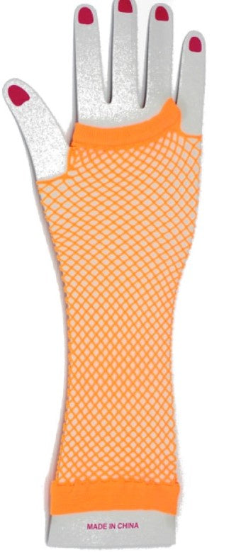 Fishnet Glove (Long) (Orange)