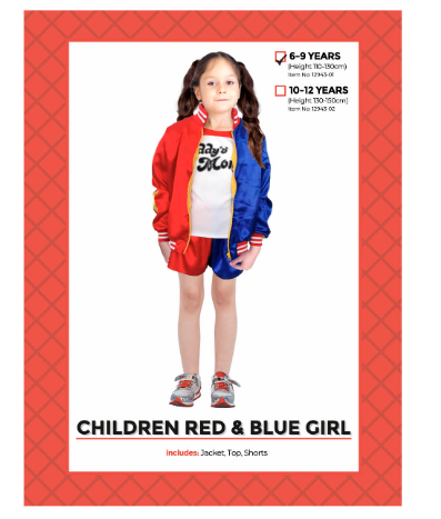 Children Red and Blue costume