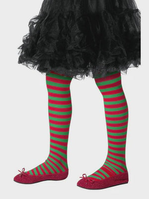 Striped Tights, Childs Red & Green
